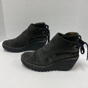Fly London Yebi Suede Slouch Wedge Booties